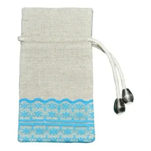 Linen Drawstring Bag with Lace